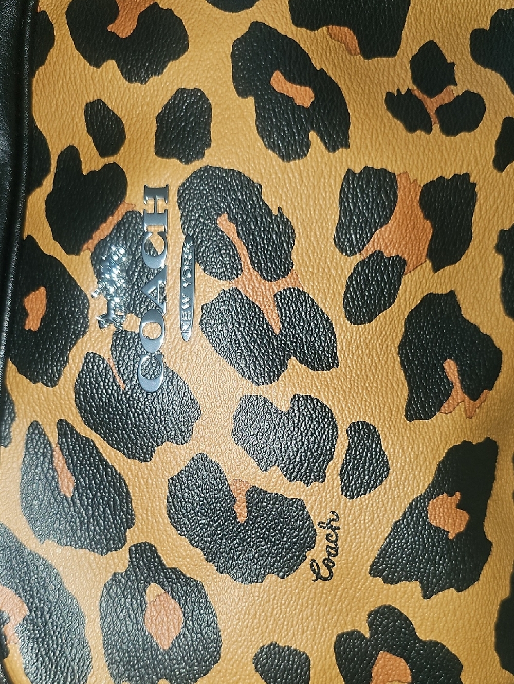 Coach Leopard Print Crossbody Bag - Tan, Black & Brown
